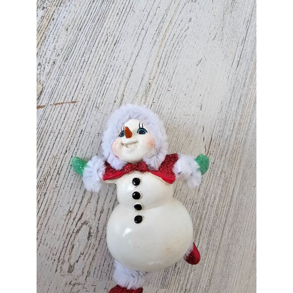 Ksa‎ Kurt Adler vintage snowman skier skating ornament Xmas tree glitter - Picture 1 of 10